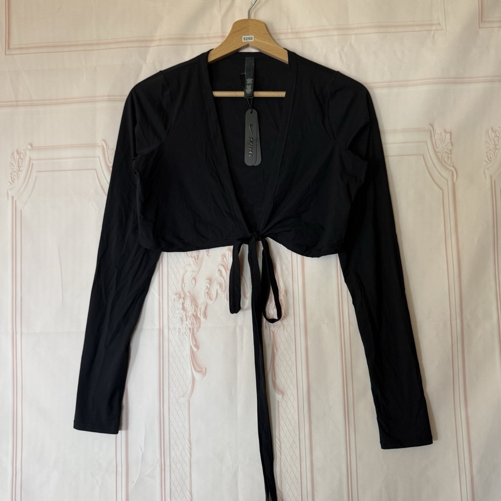 SKIMS Nike X SKIMS Weightless Wrap Top Obsidian Black Size M NWT